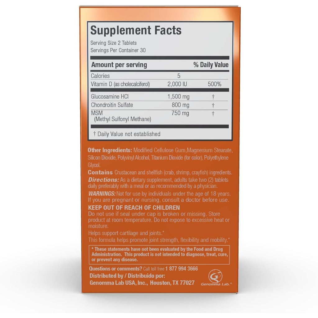 X Ray Dol Triple Action Joint Support Supplement with Glucosamine 1500Mg, Chondroitin 800Mg, MSM 750Mg and 5X Vitamin D for Healthy Joints, Bones & Cartilage - 60 Count per Bottle - 1 Pack
