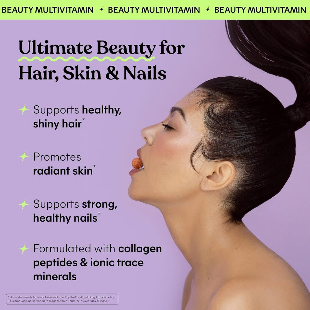 Lemme Glow Collagen Gummies for Thick Hair, Strong Nails & Healthy Skin with Multi-Collagen Peptides, Biotin, Trace Minerals, Zinc, Vitamins A, C & E, Dairy & Gluten Free, Peach Flavor, 60 Ct.