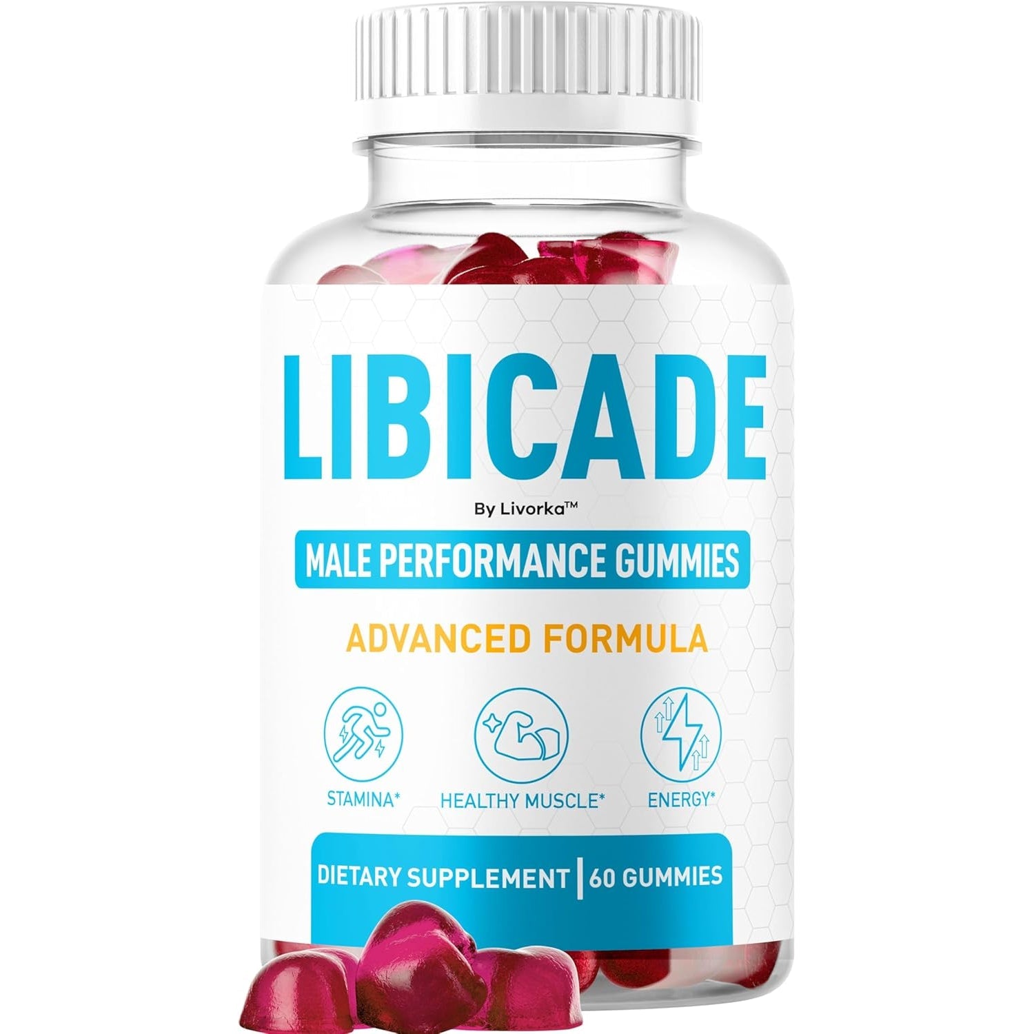 Libicade Gummies - Official Libicade Premium Supplement Gummy for Men - Maximum Strength, All Natural Drive Advanced Formula Daily Support Overall Health & Wellness, 60 Gummies for 1 Month