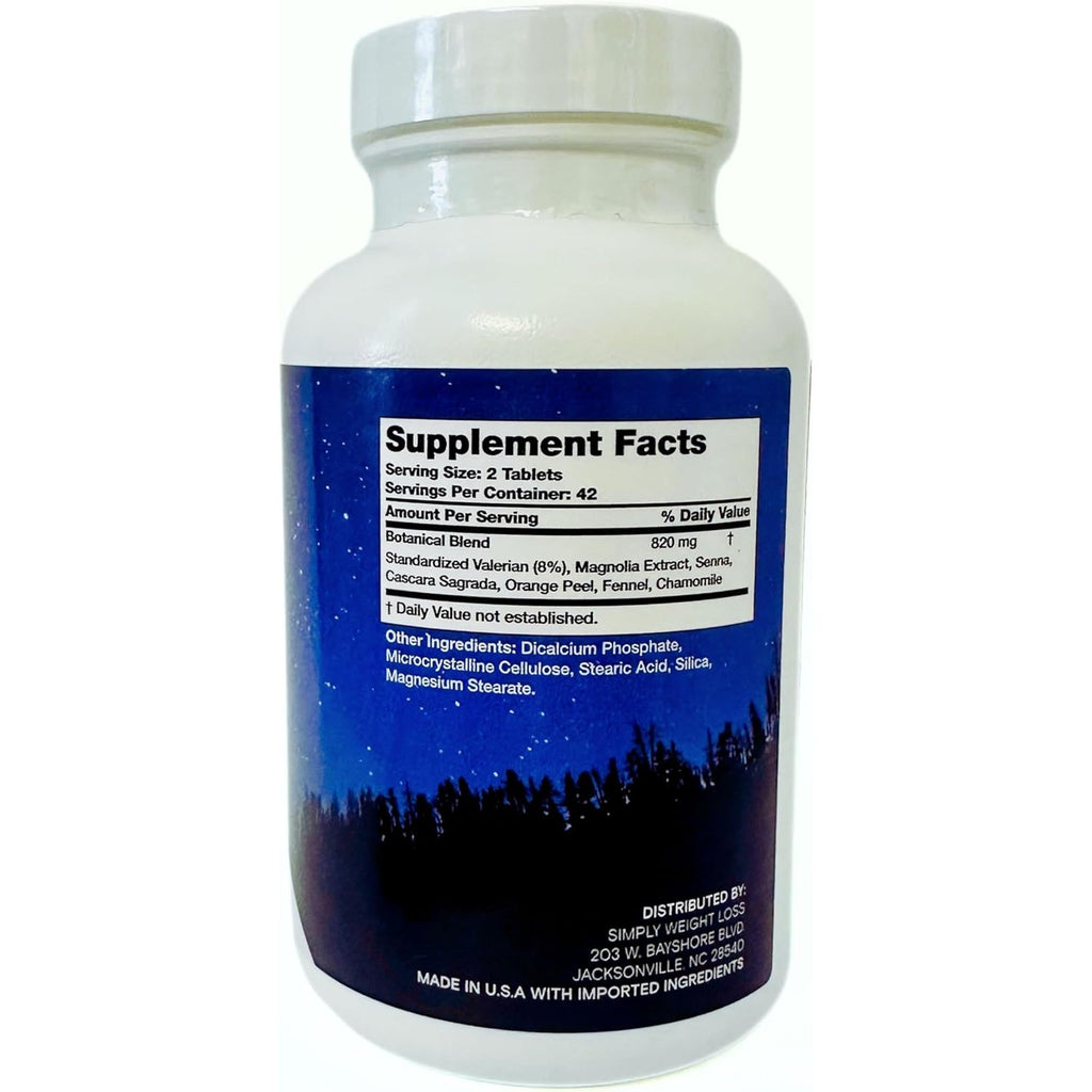 Simply Night Time | Weight Loss Support | Better Sleep | Mood Enhancer and Stress Relief | Botanical Blend - Valerian Root, Cascara Sagrada, Magnolia Bark, Chamomile | 84 Count