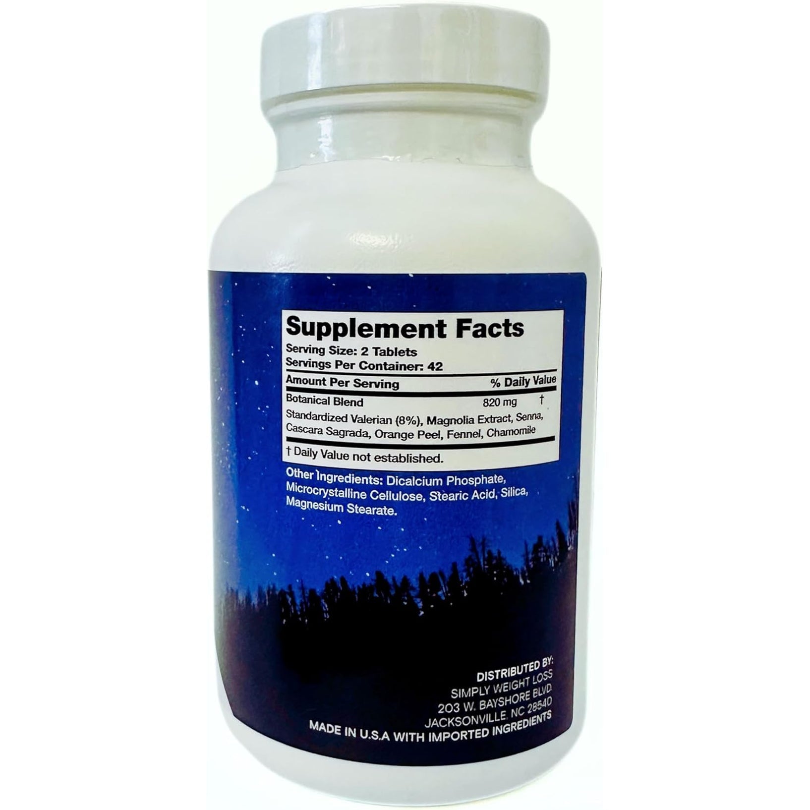 Simply Night Time | Weight Loss Support | Better Sleep | Mood Enhancer and Stress Relief | Botanical Blend - Valerian Root, Cascara Sagrada, Magnolia Bark, Chamomile | 84 Count