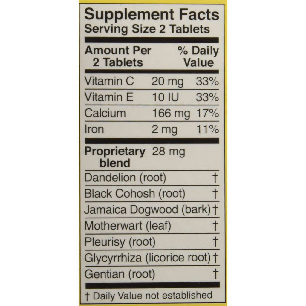 Lydia Pinkham Herbal Supplement Tablets for Menstruation and Menopause Support, 72 Count
