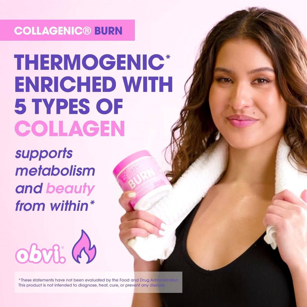 Obvi Collagenic Burn | Hydrolyzed Collagen Peptides + Green Tea Extract Supplement | Supports Metabolism & Daily Wellness | with Biotin, B12 & Bioperine | 30 Servings | 120 Capsules