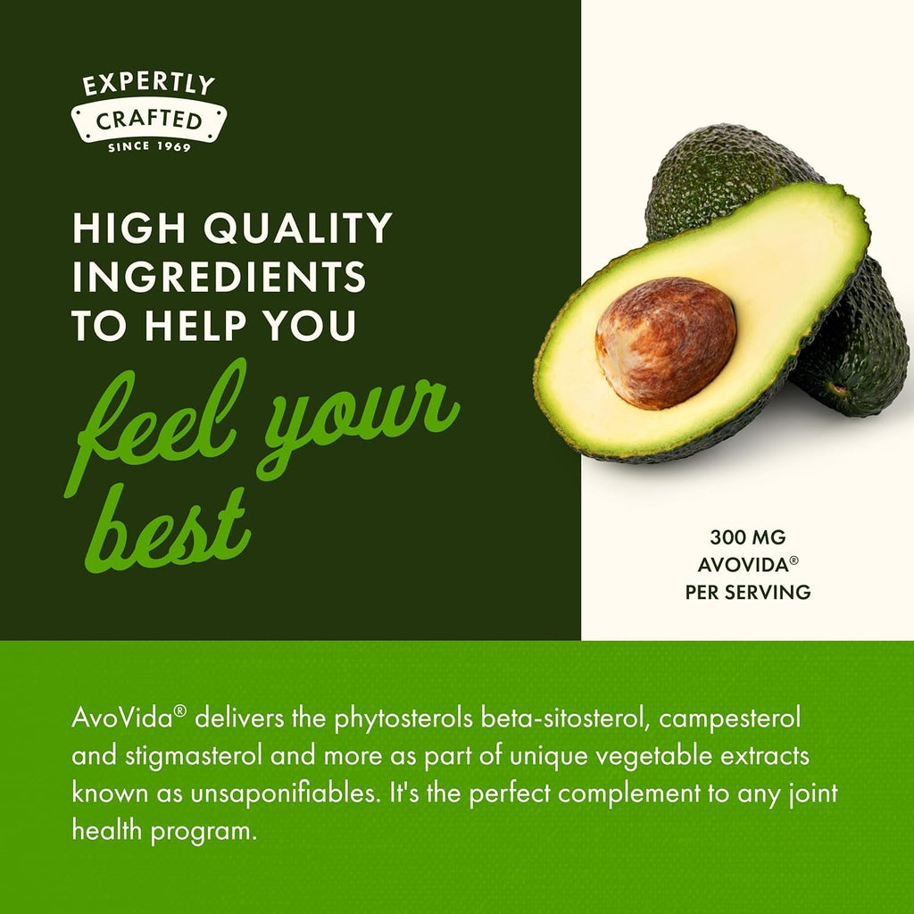 Swanson Avovida - Natural Supplement Promoting Joint Health & Mobility - Avocado & Soybean Unsaponifiables to Support Cartilage & Tissue Health - (60 Capsules, 300Mg Each) (1 Pack)