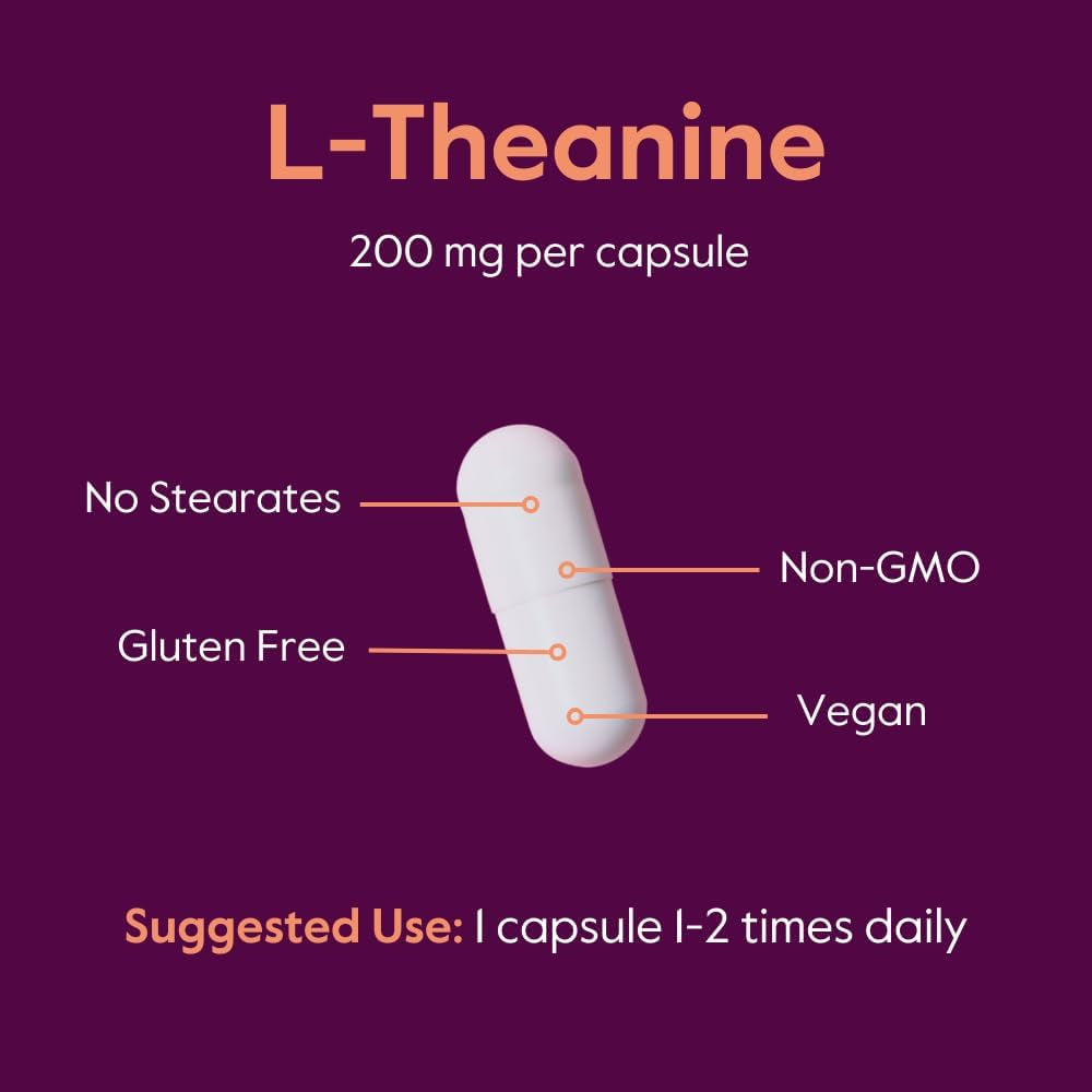 BESTVITE L-Theanine 200Mg (120 Vegetarian Capsules) - No Stearates - Vegan - Non GMO - Gluten Free