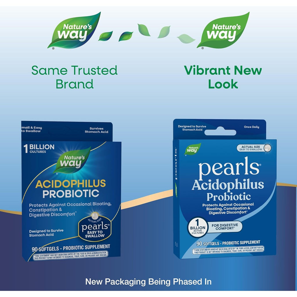 Nature'S Way Probiotic Pearls Acidophilus, Supports Digestive Balance & Gut Health, Reduce Occasional Constipation and Bloating*, 1 Billion Cultures, 90 Softgels