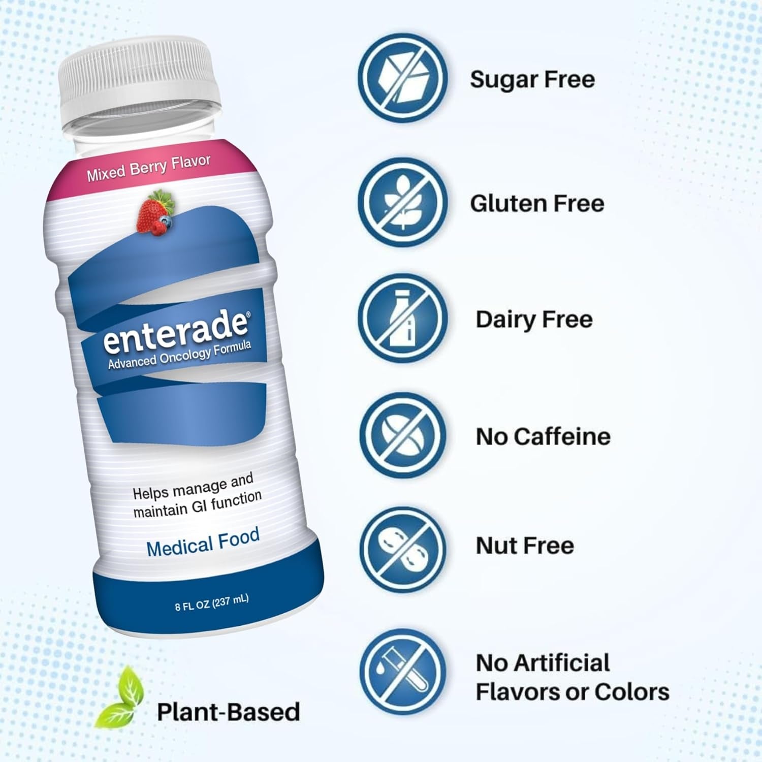 Enterade Advanced Oncology, Mixed Berry (12 Bottles) - Formula to Reduce GI Side Effects, Chemotherapy Must Haves for Women and Men, Chemo Supportive Care Beverage, Liquid, 8 Oz Bottles
