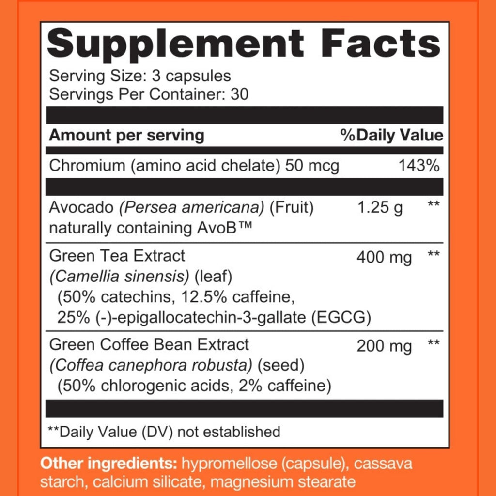 Metavo Advanced Weight Support Natural Diet Supplements with Essential Nutrients for Promoting Wellness, Enriched with Avocados, Green Tea, Chromium & Green Coffee, 90 Easy-To-Swallow Capsules