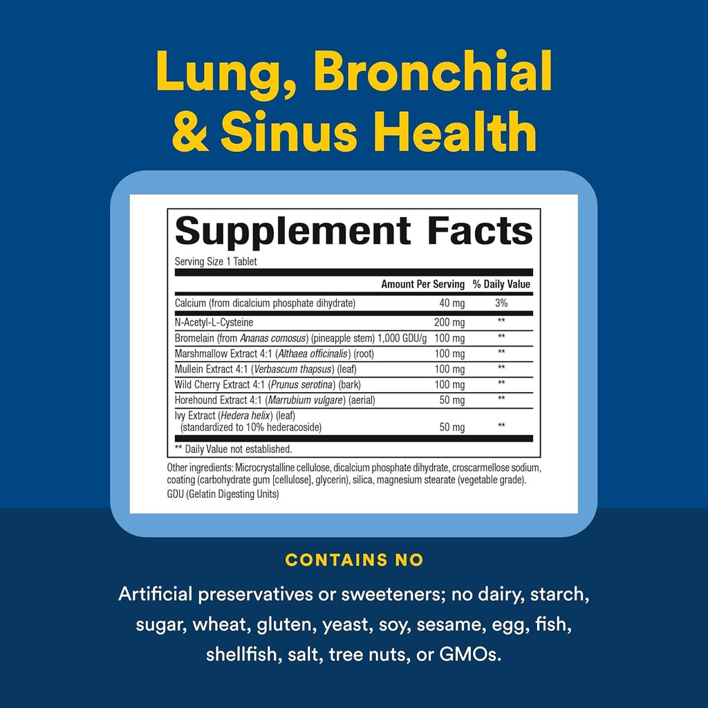 Lung, Bronchial & Sinus Health by Natural Factors, Natural Supplement for Respiratory Health and Easy Breathing, 45 Tablets (45 Servings)