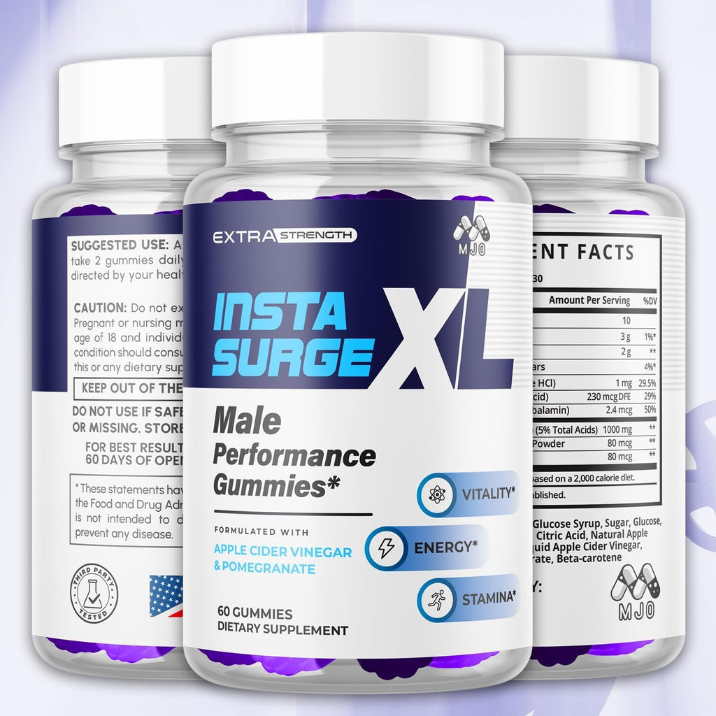 Insta Surge XL Gummies, Official Instasurge XL Gummys with All Natural Ingredients, Insta Surgexl Advanced Health Support Supplement Maximum Strength Active Lifestyle Multivitamin Gummys (60 Gummies)