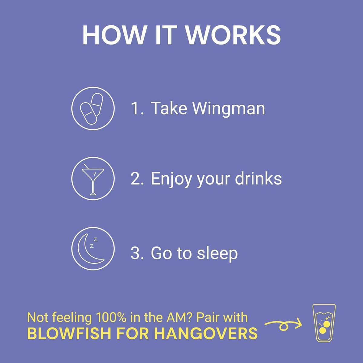 Blowfish Wingman | Supplement with DHM + L-Cysteine + Electrolytes | Feel Better after Drinking | Pre-Alcohol Liver Support & Hydration