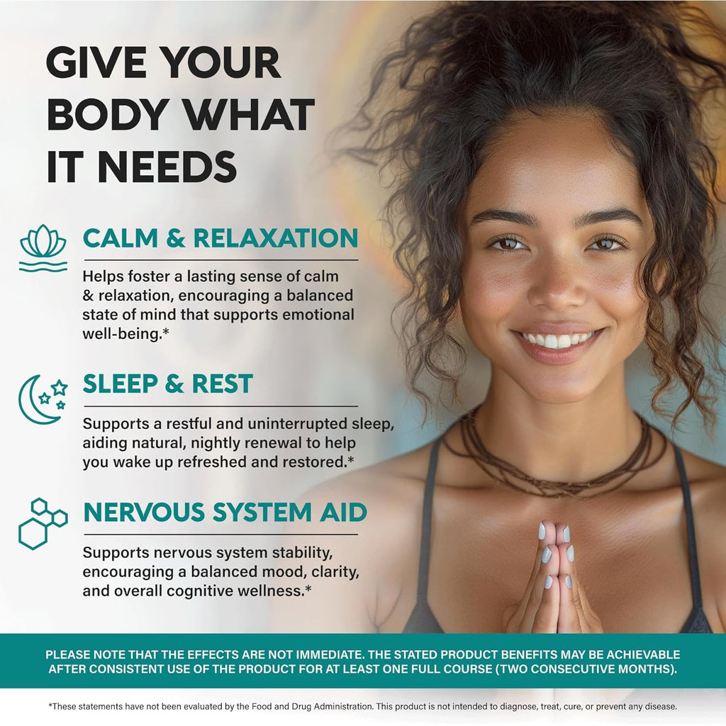 GABA L-Theanine 900 Mg - Magnesium | Vitamin B6 - Calm, Sleep, Relaxation & Mood Support - Lab Tested - 750 Mg Gamma Aminobutyric Acid, 150 Mg L-Theanine - Non-Habit Forming, Vegan - 120 Capsules