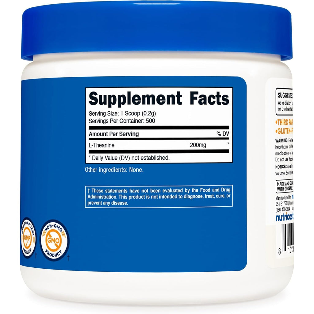 Nutricost L-Theanine Powder 100 Grams - Gluten Free & Non-Gmo