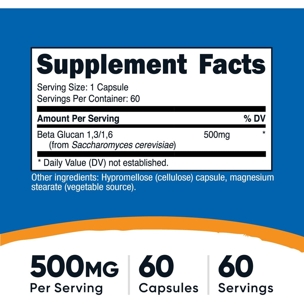 Nutricost Beta Glucan 500Mg 1,3/1,6 D-Glucan, 60 Vegetarian Capsules - Gluten Free, Non-Gmo