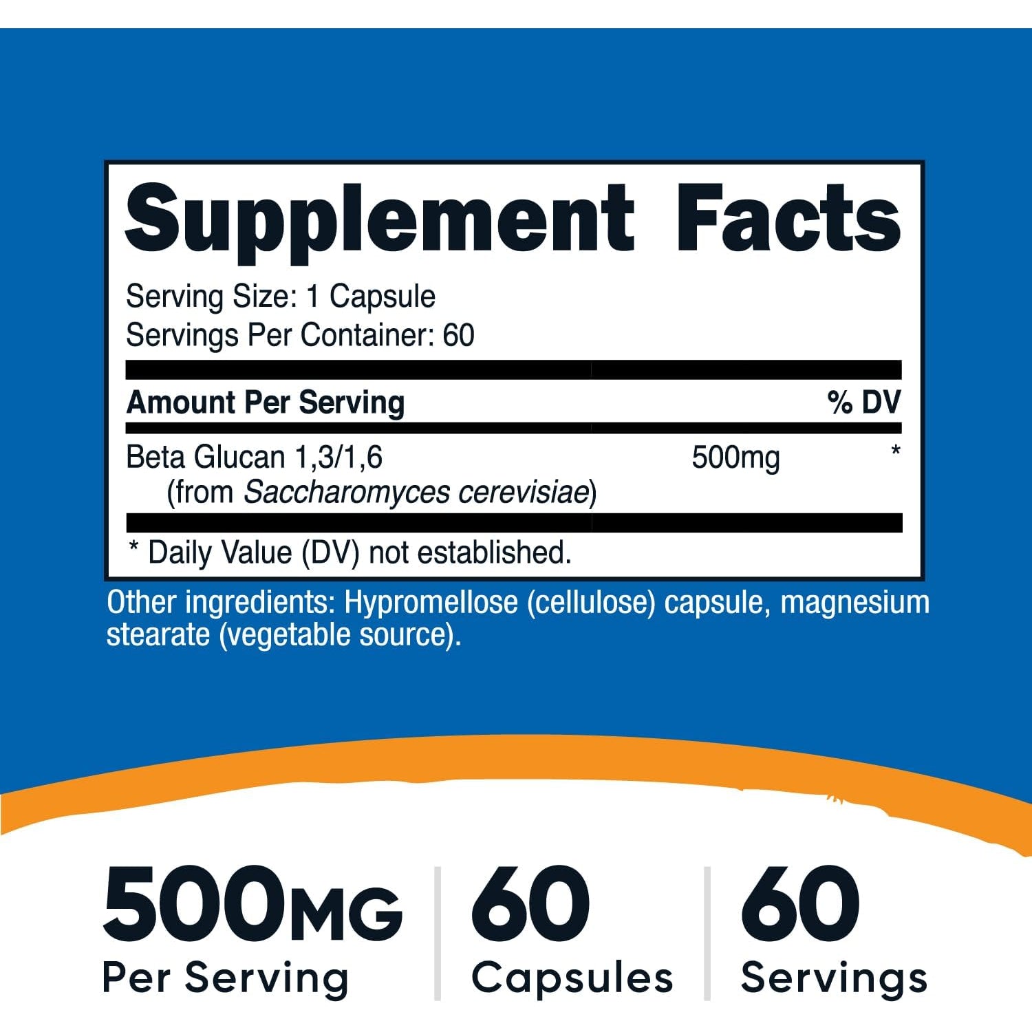 Nutricost Beta Glucan 500Mg 1,3/1,6 D-Glucan, 60 Vegetarian Capsules - Gluten Free, Non-Gmo