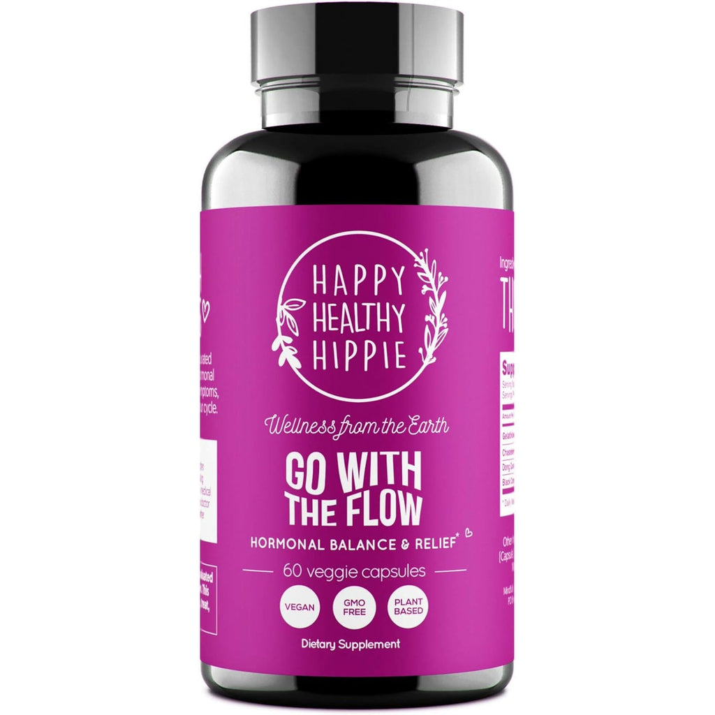 Happy Healthy Hippie Hormone Balance for Women — PMS Support & PMDD, Mood, Cycle Regularity — Chasteberry Supplements with Maca, Dong Quai, Black Cohosh — Vegan, Non-Gmo, 60 Capsules