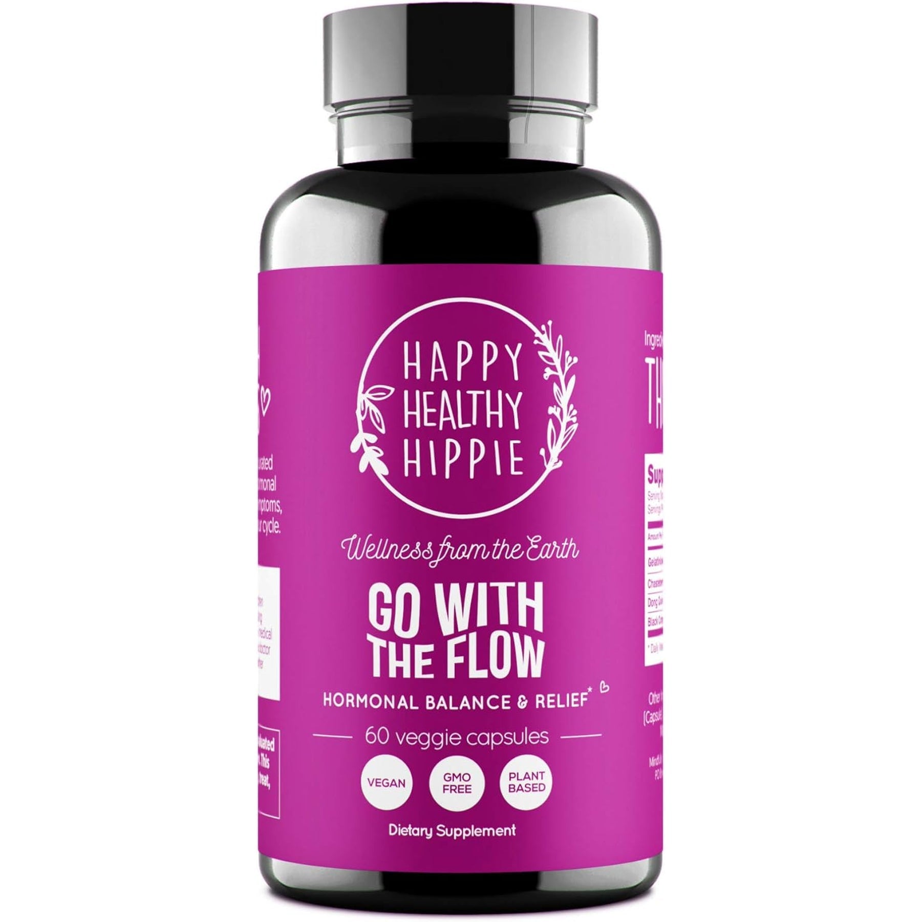Happy Healthy Hippie Hormone Balance for Women — PMS Support & PMDD, Mood, Cycle Regularity — Chasteberry Supplements with Maca, Dong Quai, Black Cohosh — Vegan, Non-Gmo, 60 Capsules