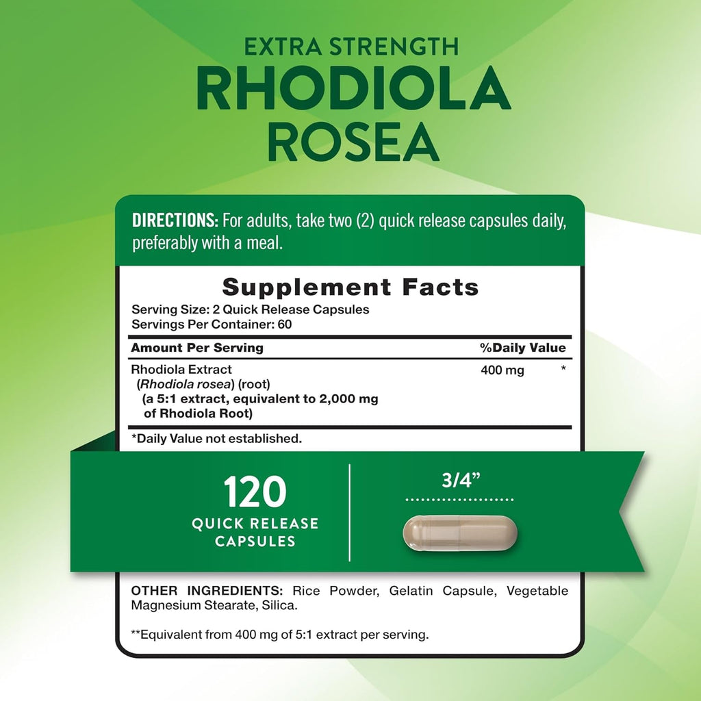 Nature'S Truth Rhodiola Rosea | 120 Capsules | Non-Gmo & Gluten Free Extract Supplement