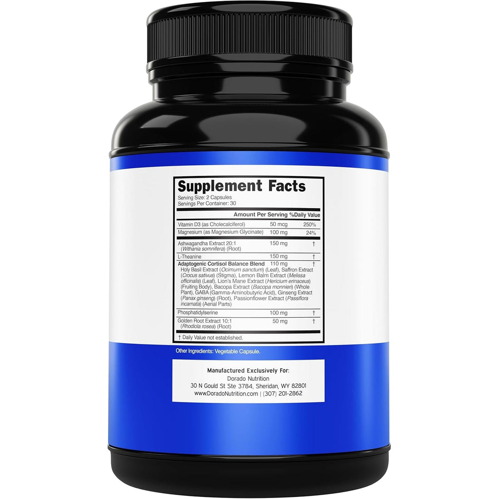 Cortisol Supplements for Women & Men with 14 In1 Blend (Magnesium, Ashwagandha, L Theanine & More) Healthy Cortisol Balance & Calm Mood Support - Third Party Tested, Non GMO, USA Made - 60 Count