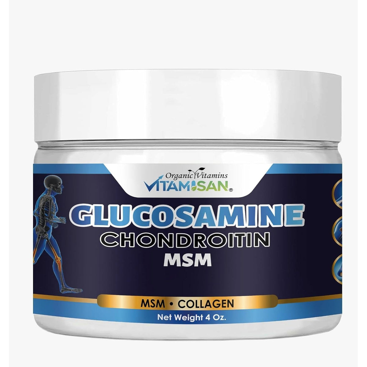 VITAMISAN Premium Organic Glucosamine & Chondroitin Cream with MSM, Arnica, & Collagen