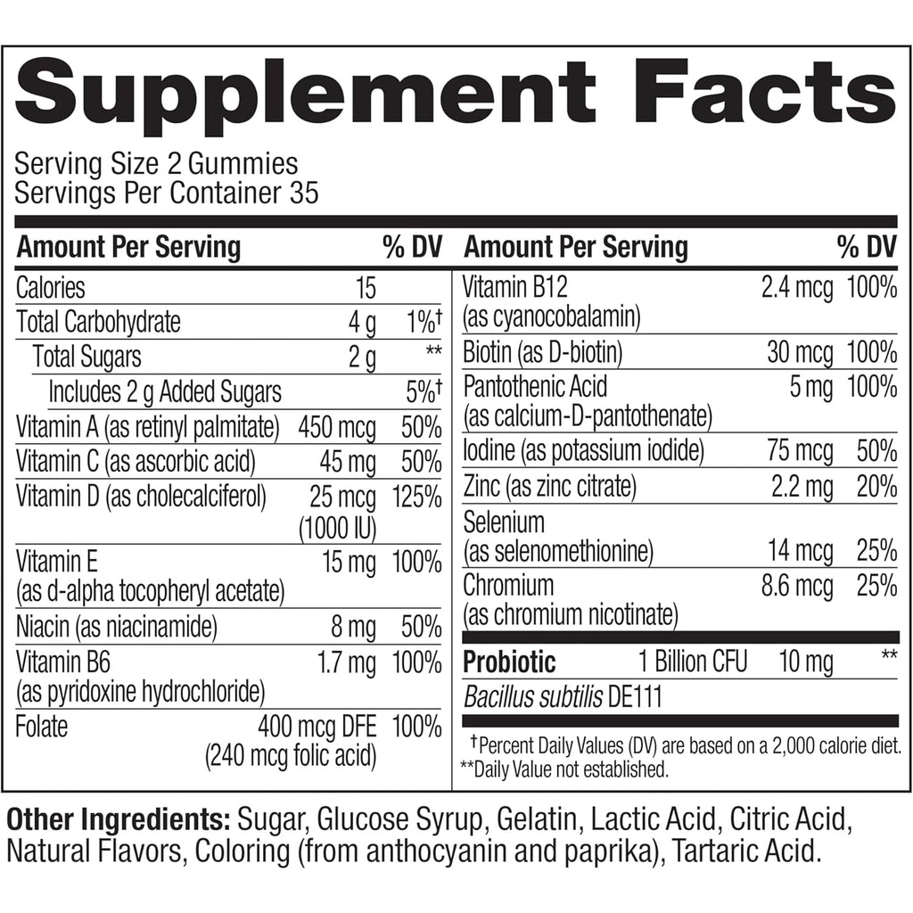 OLLY Multi + Probiotic Adult Multivitamin Gummy, Digestive and Immune System Support,* Chewable Supplement, Tropical Flavored, 35 Day Supply - 70 Count