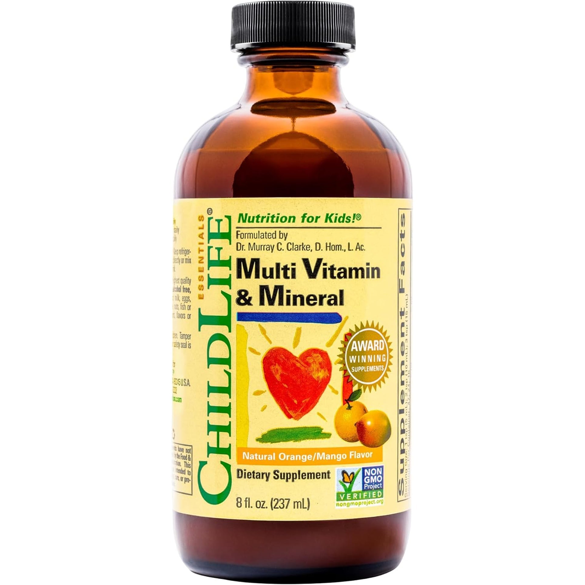 CHILDLIFE ESSENTIALS Kids Multivitamin & Mineral - Vitamins for Kids, Liquid Multivitamin Supplement for Toddler & Baby Wellness - Natural Orange & Mango Flavor, 8 Fl Oz (Pack of 1)