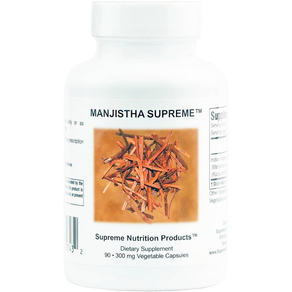 Supreme Nutrition Manjistha Supreme, 90 Pure Indian Madder Root Vegetarian Capsules