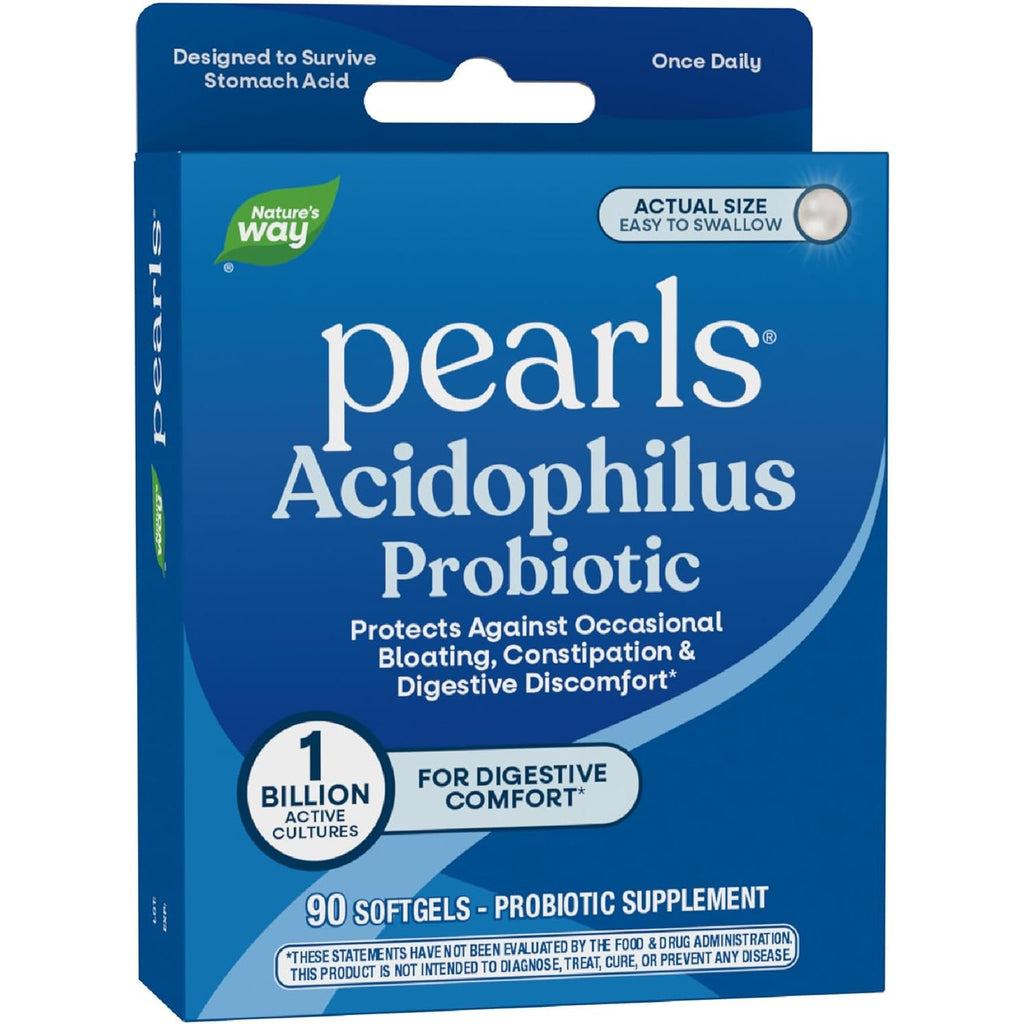 Nature'S Way Probiotic Pearls Acidophilus, Supports Digestive Balance & Gut Health, Reduce Occasional Constipation and Bloating*, 1 Billion Cultures, 90 Softgels