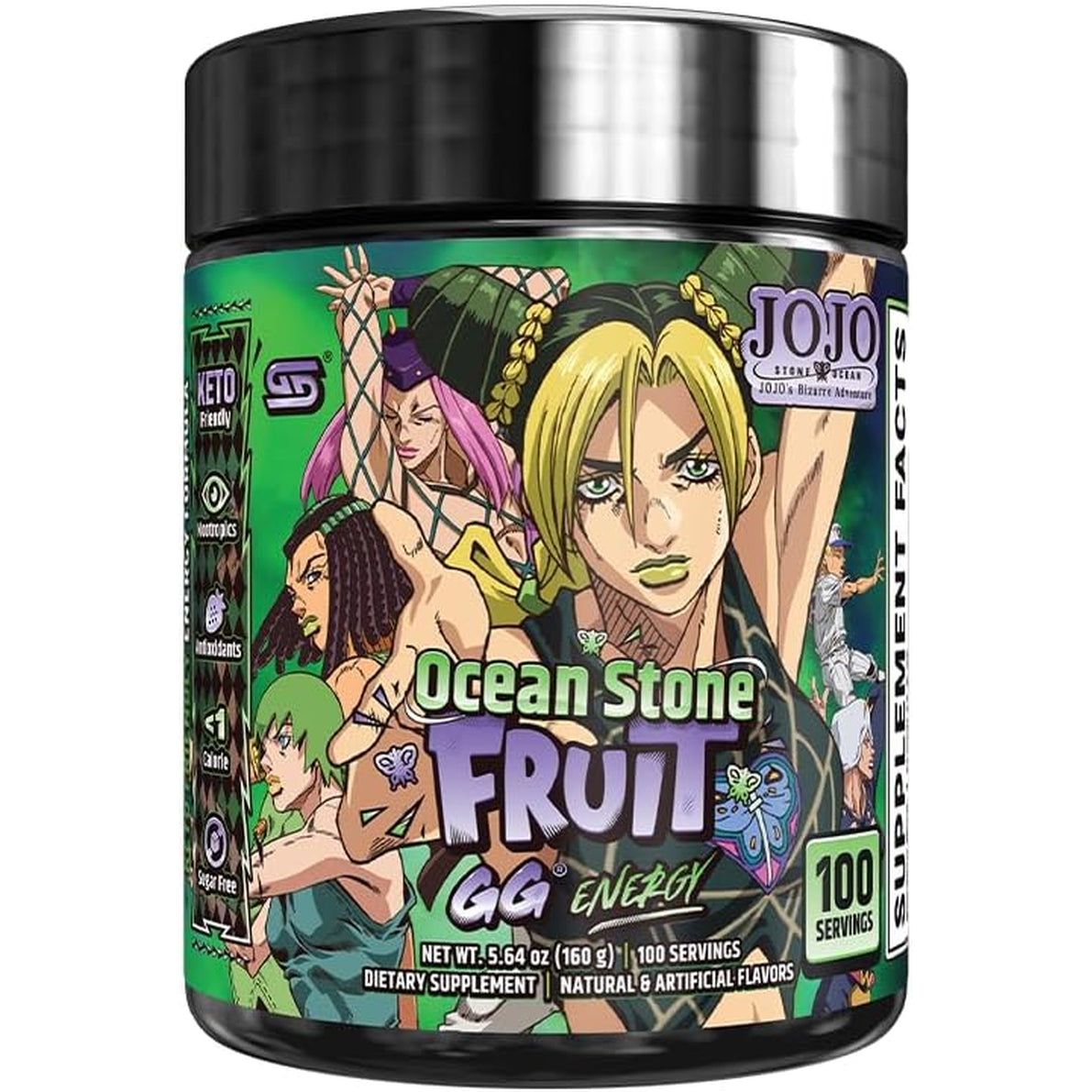 Gamer Supps GG Energy - Jojo'S Ocean Stone Fruit (100 Servings) - Keto Friendly Gaming Energy and Nootropic Blend, Sugar Free + Caffeine + Vitamins + Immune Support, Powder Drink