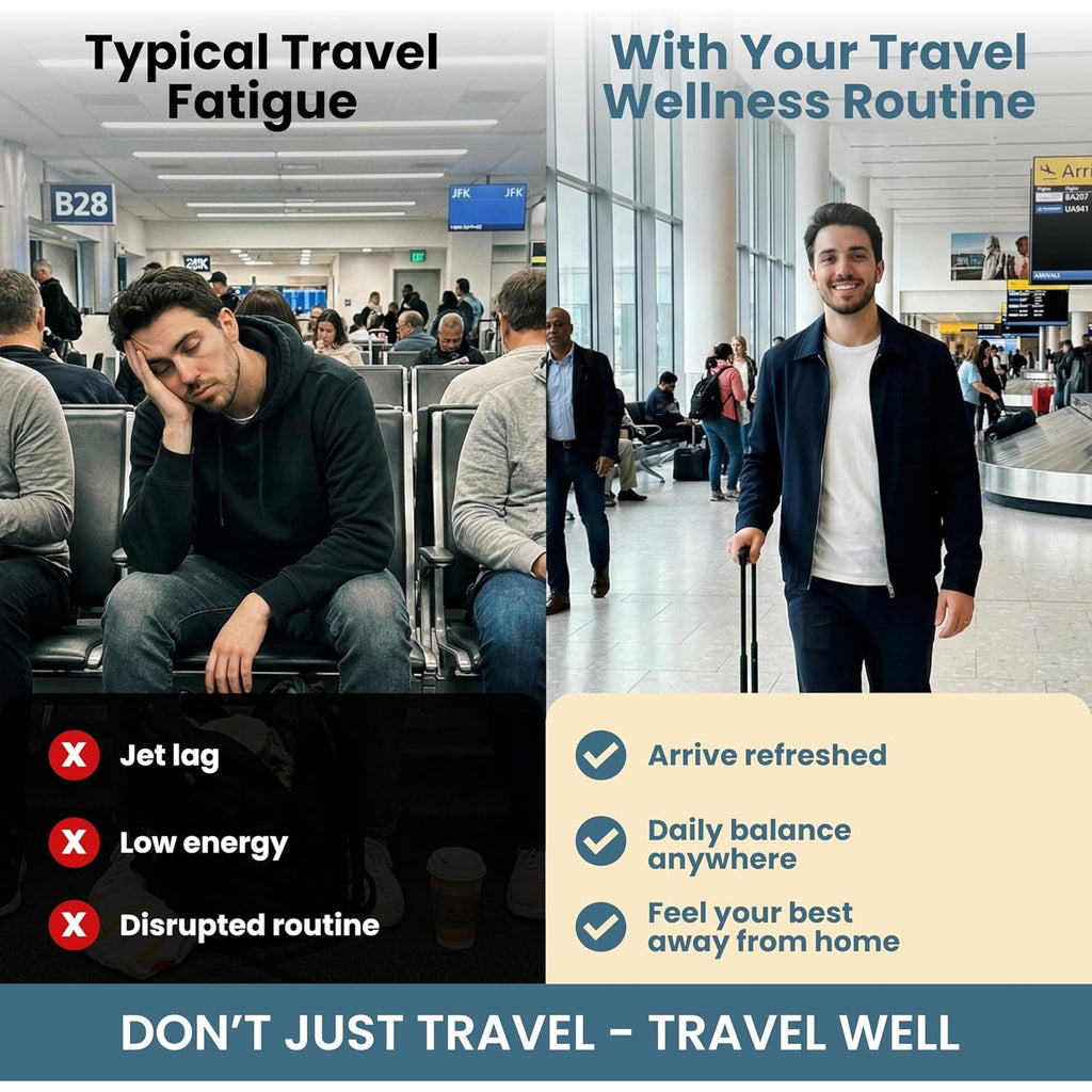 Natural Travel Pills - Traveling Supplement for Jet Lag Relief, Digestion, Immunity, Energy, Sleep, Circulation - Vacation and Long Flight Essentials for Men and Women - 30 Day Supply