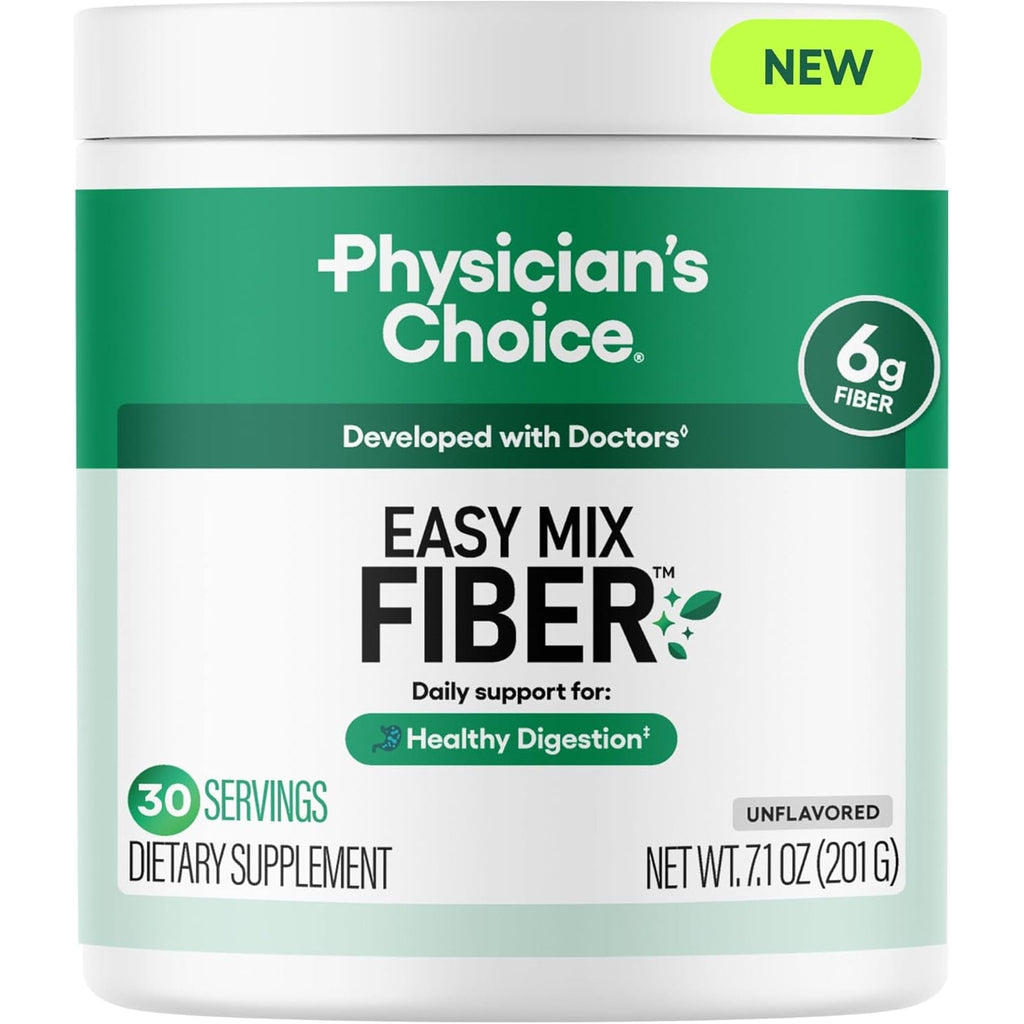 Physician'S CHOICE Easy Mix Fiber for GLP-1 Support - No Grit & Sugar Free - Daily Prebiotic Soluble Fiber Powder Supplement - Digestive Health & Regularity - for Women and Men - Unflavored - 7.1Oz