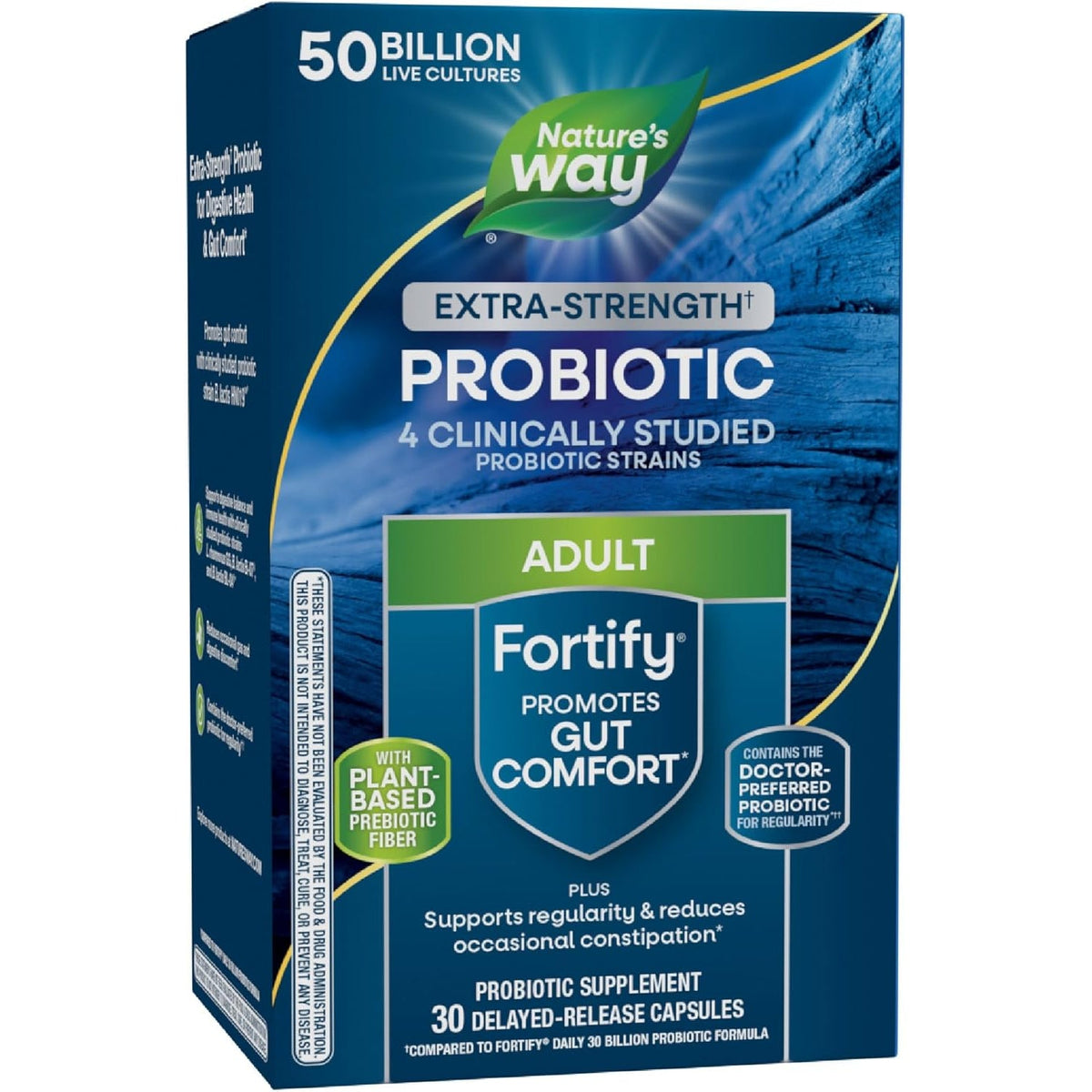 Nature'S Way Extra Strength(1) Fortify Probiotic, Probiotics for Digestive Health, Prebiotics, 50 Billion Live Cultures, Digestive & Immune Health Support*, 30 Capsules