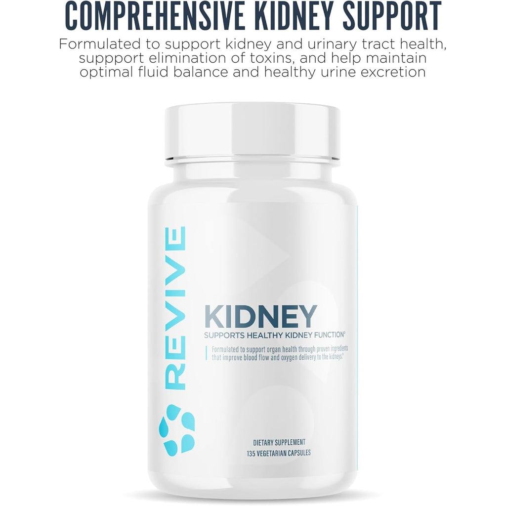 Revive MD Kidney Support Supplement for Men & Women – Kidney Cleanse & Detox Capsules for Overall Health & Function – Vegan-Friendly, Gluten-Free & Soy-Free (135 Vegetarian Capsules, 45 Servings)