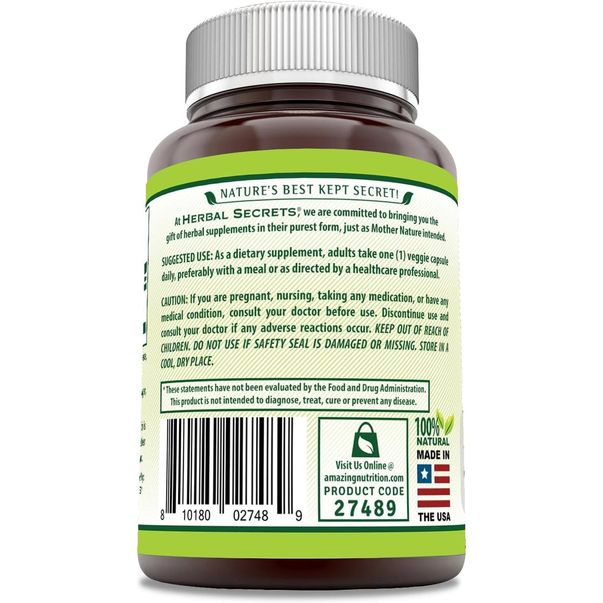 Herbal Secrets Amla Supplement | 500 Mg per Serving | 120 Veggie Capsules | Made with Natural Amla | Supplement | Non-Gmo | Gluten Free | Made in USA