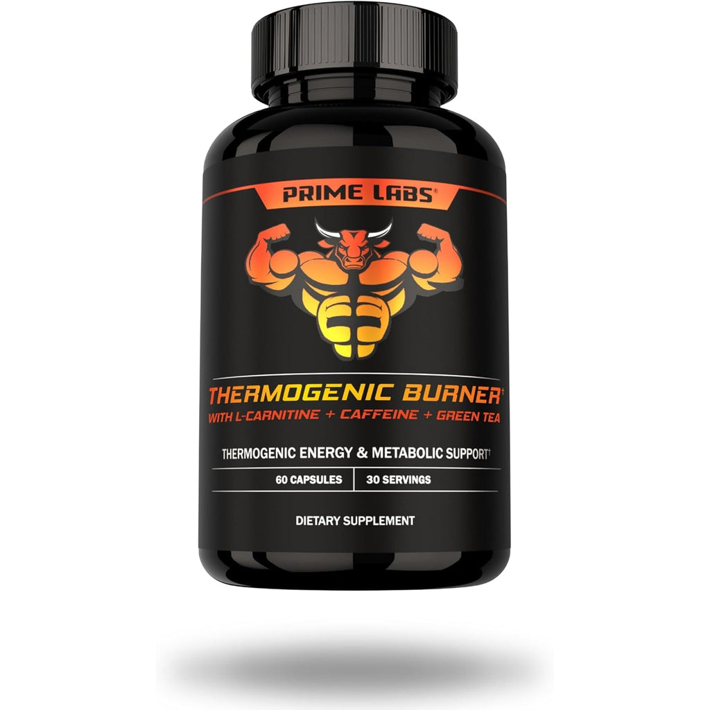 Prime Labs Thermogenic Fat Burner for Men - Weight Loss Supplement - with L-Carnitine, Caffeine, & Green Tea - Thermogenic Energy & Metabolic Support - Third-Party Tested, Made in the USA - 60 Count