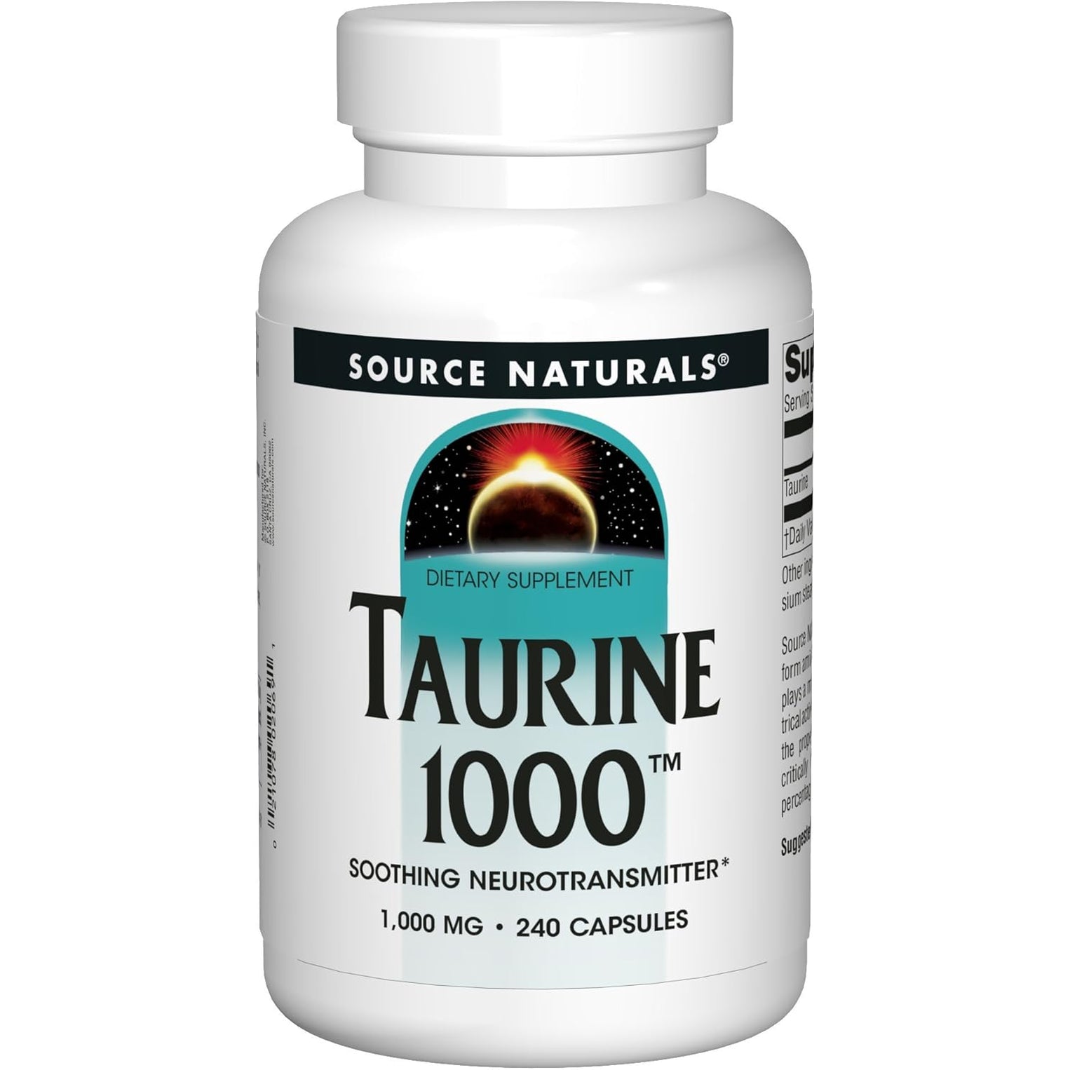 Source Naturals Taurine, Soothing Neurotransmitter*, 1000Mg - 240 Capsules