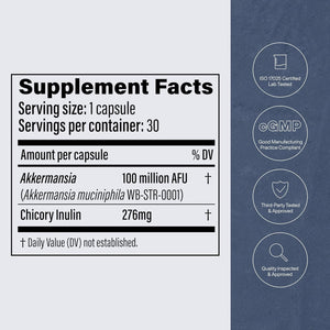 Pendulum Akkermansia Probiotic with Prebiotic Fiber - Increases GLP-1 Production, Delayed Release, Third-Party Tested, 100M AFU Live Strain for Gut Health for Men & Women (30 Capsules, 1-Pack)