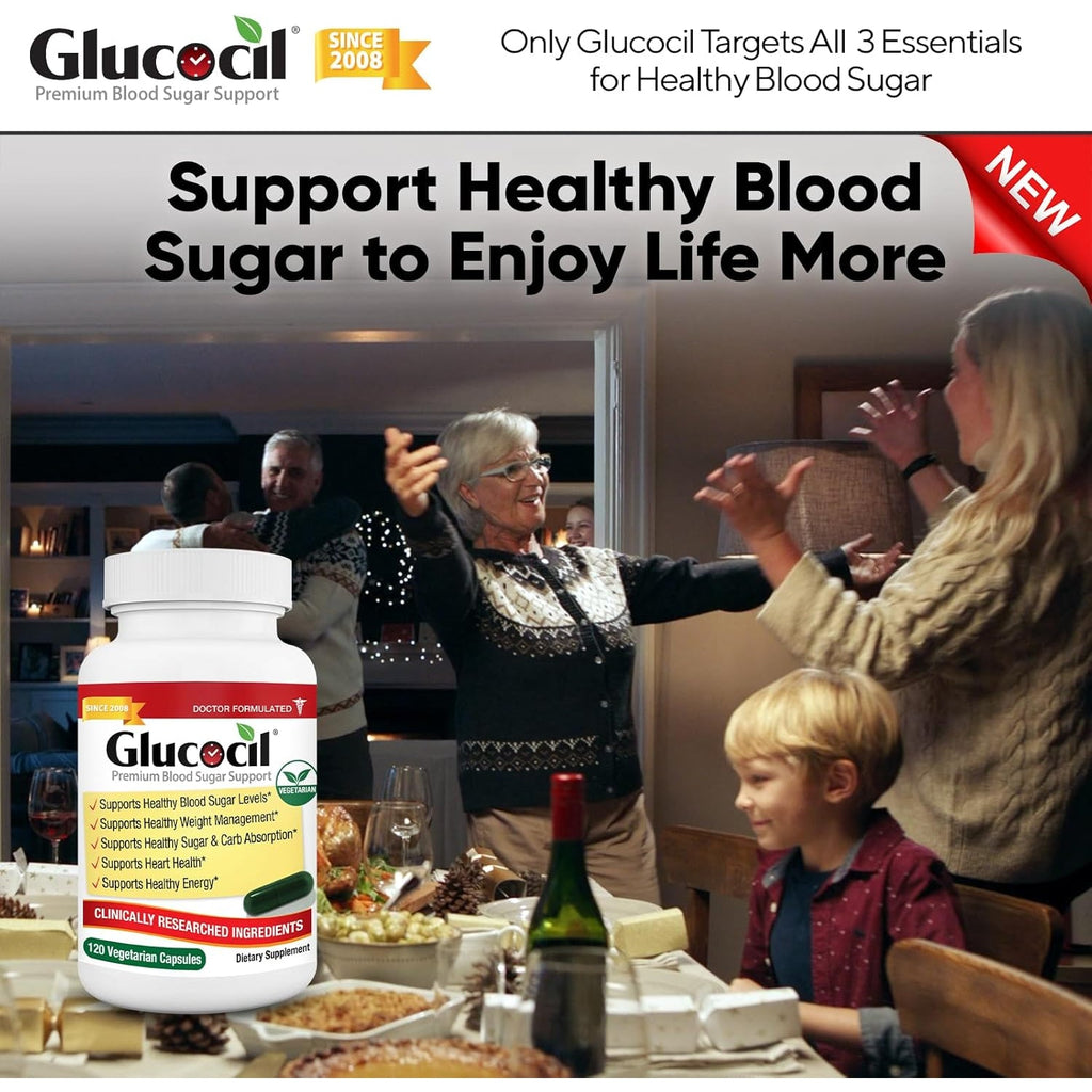 Glucocil – Vegetarian Capsules - Premium Blood Sugar Support - Supports the 3 Essentials for Healthy Blood Sugar - with Berberine, Proprietary Mulberry Leaf, and More