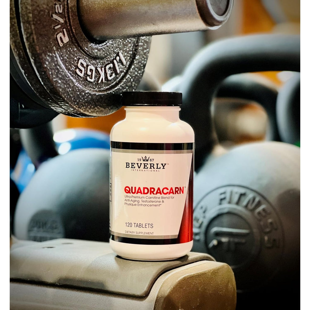 Beverly International Quadracarn 4X-Potency, Lab Tested Ultra-Premium Carnitine Blend for Fat Loss, Muscle Definition, Metabolism, Mood, Energy Boost, Anti-Aging, Brain Function. 120 Tablets.