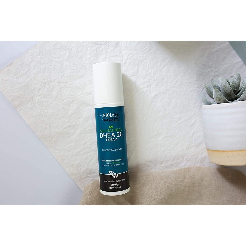 BIOLABS PRO All Natural Bioidentical 20Mg Dhea Cream - Two Month Supply - for Men or Women (Unscented - 3.0Oz)