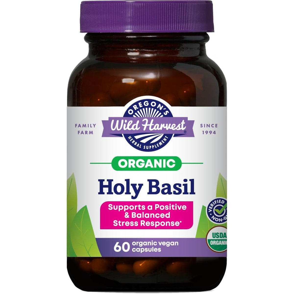 Oregon'S Wild Harvest Organic Holy Basil Herbal Supplement, 60 Count