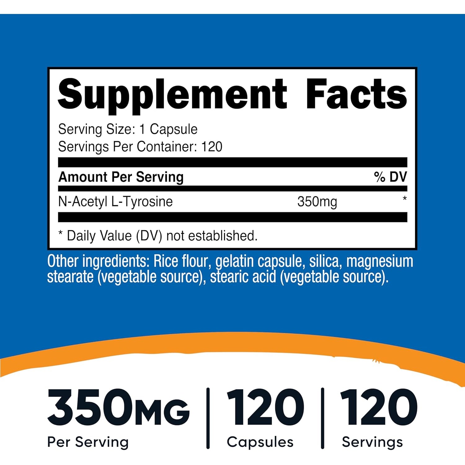 Nutricost N-Acetyl L-Tyrosine (NALT) 350Mg, 120 Capsules - Gluten Free, Non-Gmo