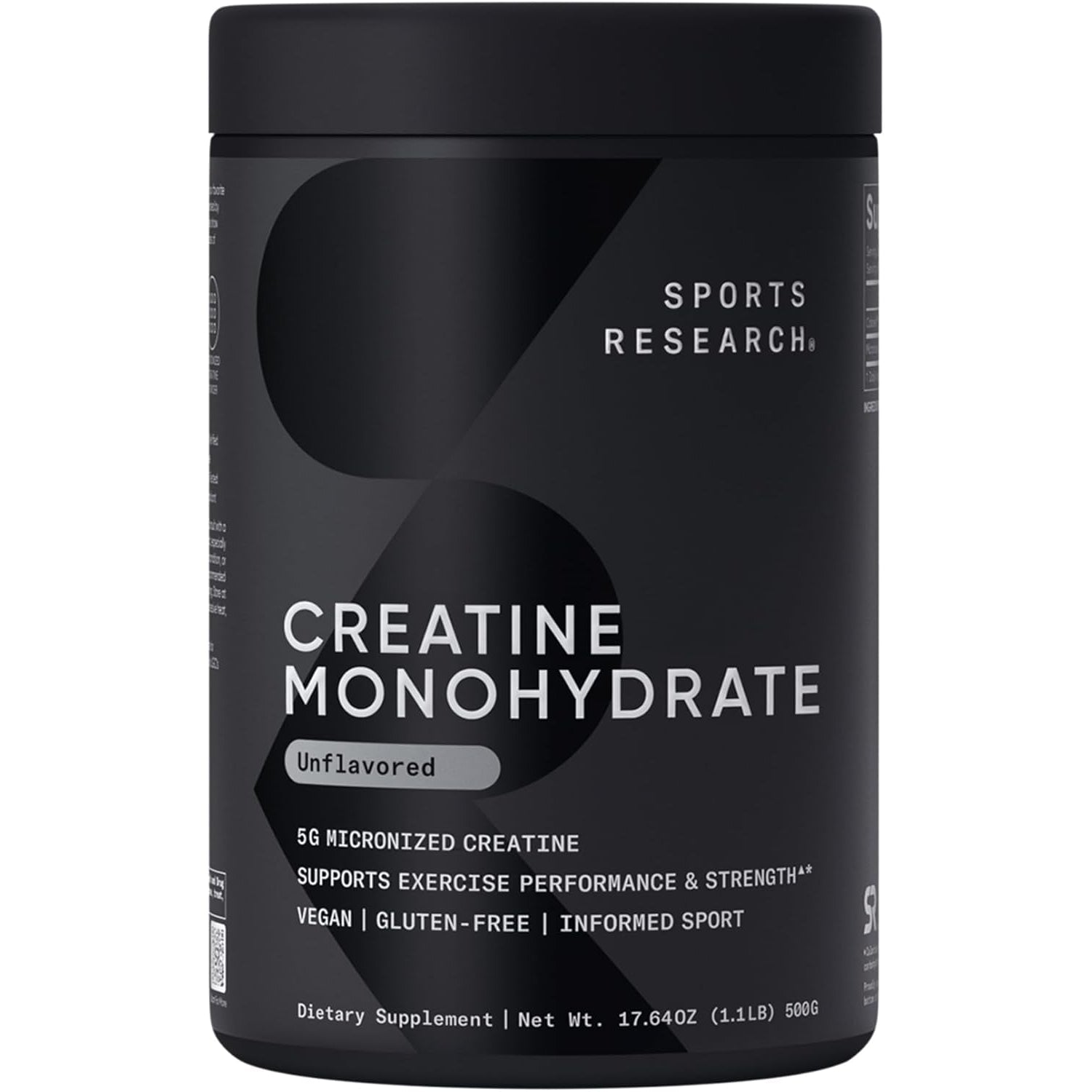 Sports Research Creatine Monohydrate - Gain Lean Muscle, Improve Performance and Strength and Support Workout Recovery* - 5 G Micronized Creatine - 17.64 Oz