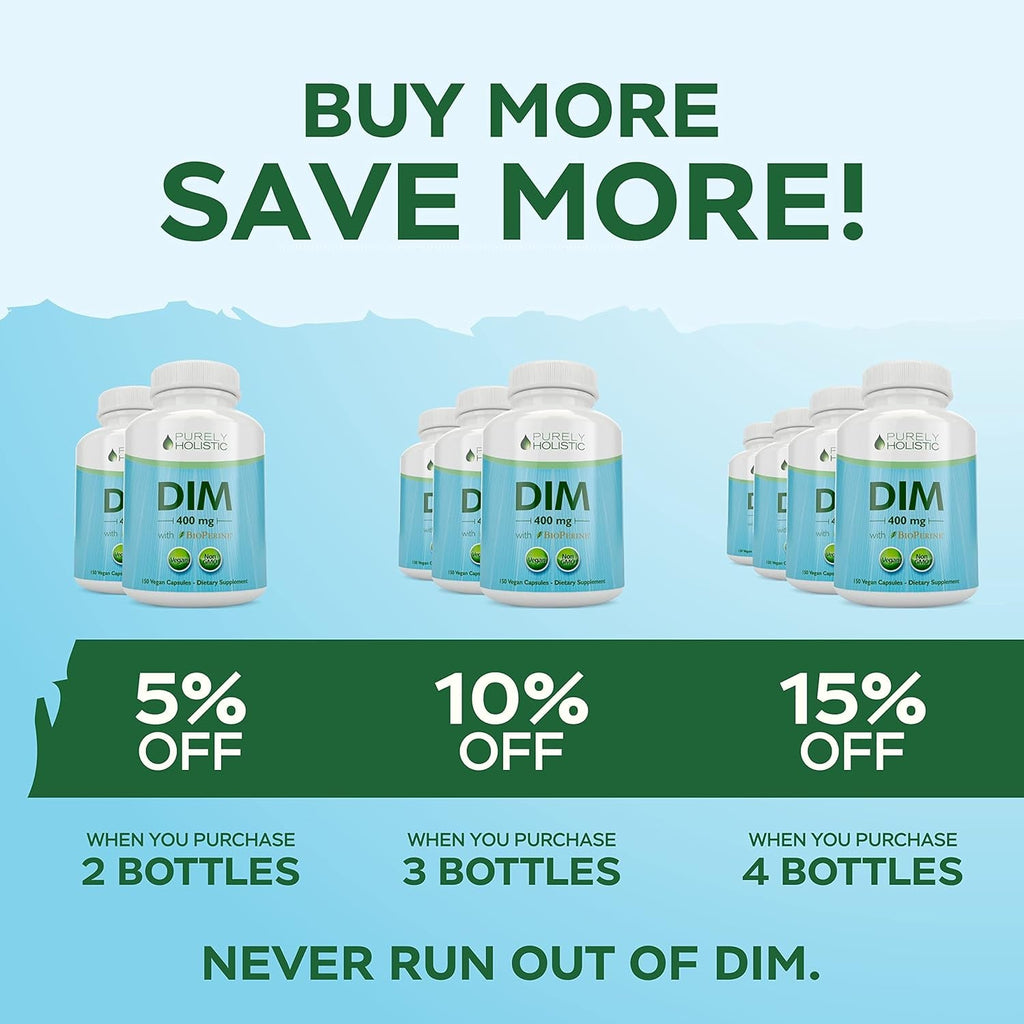 DIM Supplement 400MG | Extra Strength | Estrogen & Hormone Balance for Men and Women | Five Month Supply | Menopause, Prostate & Energy Support | Diindolylmethane | Vegan & Non-Gmo | 150 Capsules