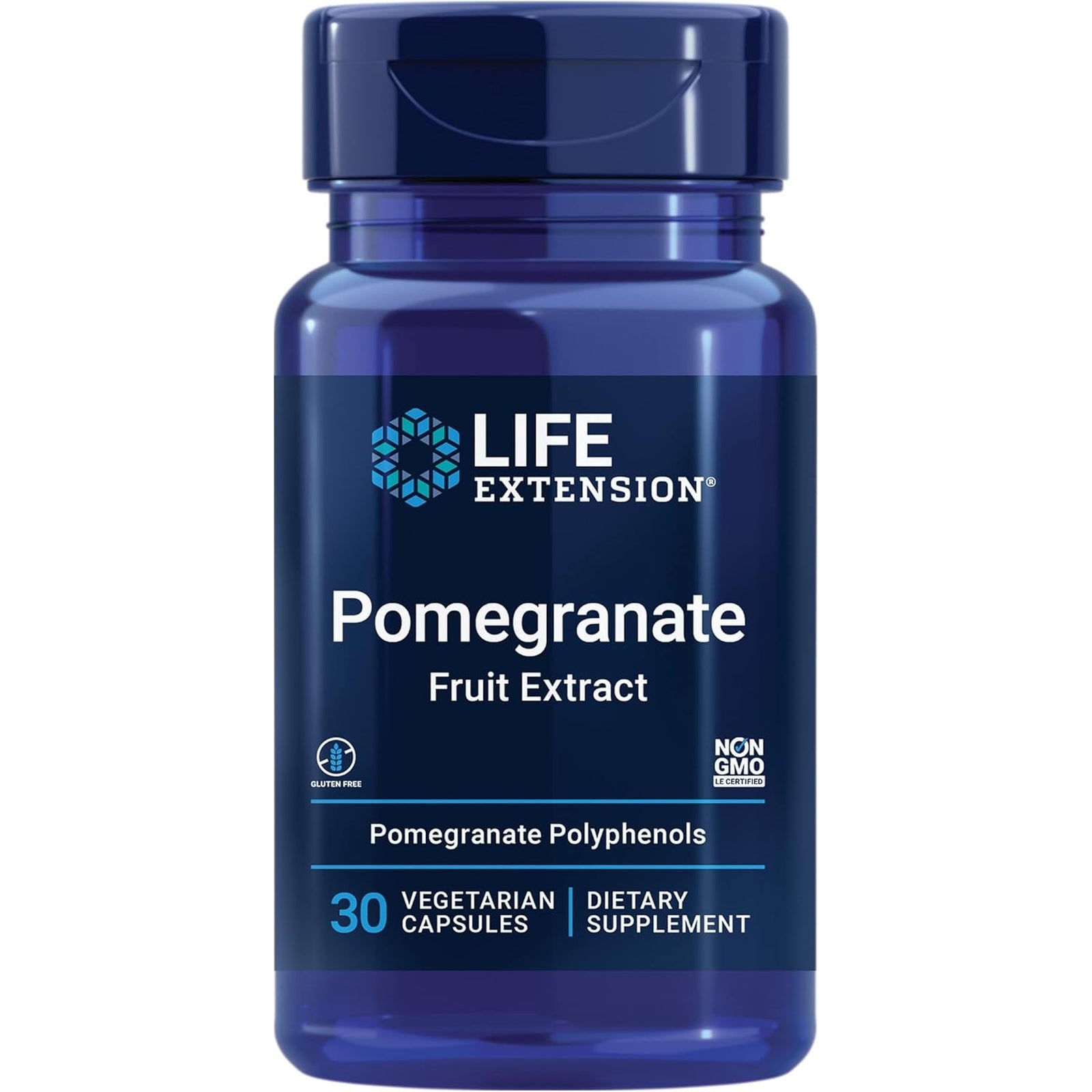 Life Extension Pomegranate Fruit Extract, 500 Mg, Antioxidant Polyphenols for Cardiovascular Health, Superfood, Gluten Free, Non-Gmo, Vegetarian, 30 Capsules
