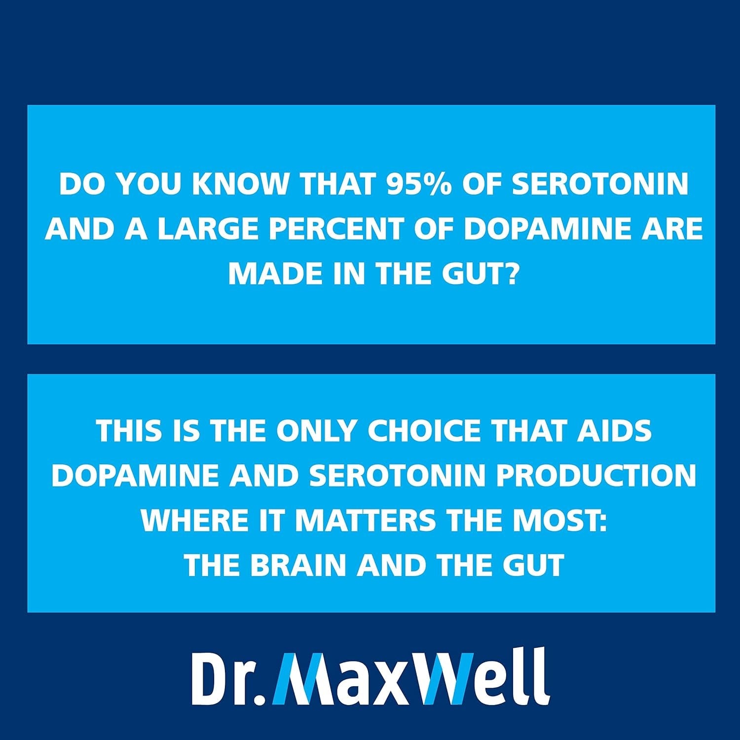 Dr. Maxwell Serotonin and Dopamine Supplements with Mood Probiotic, 5In1 Support for (1) Dopamine (2) Serotonin (3) Mood (4) Relaxation (5) Focus & Brain, 60 Capsules