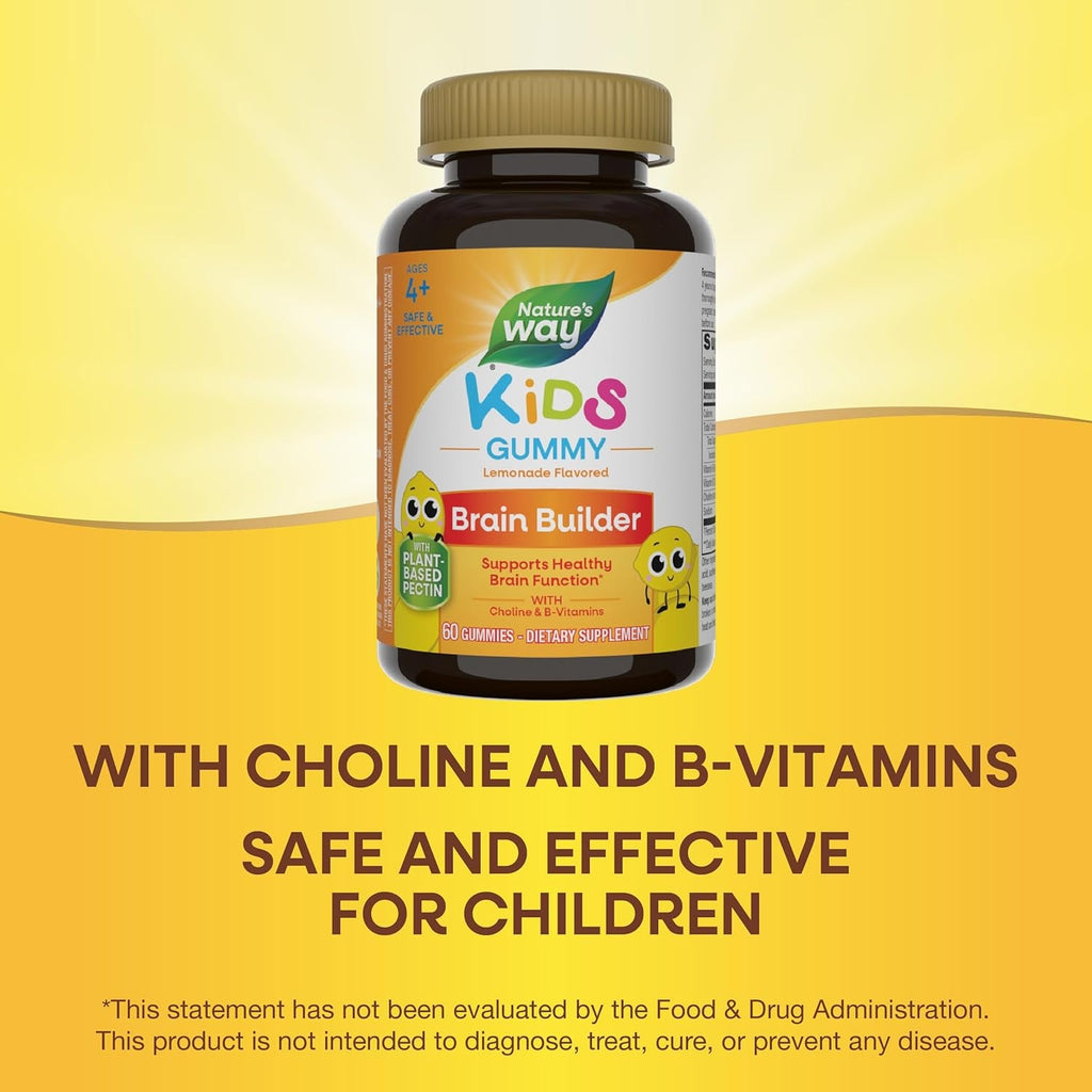 Nature'S Way Kids Brain Supplement Gummies, Supports Healthy Brain Function*, Lemonade Flavored, 60 Gummies