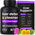 Nutrachamps Liver Cleanse Detox & Repair Formula, 20+ Herbs: Milk Thistle Extract with Silymarin, Artichoke, Dandelion, Chicory Root Powder, Liver Support Pills Supplement, 60 Capsules