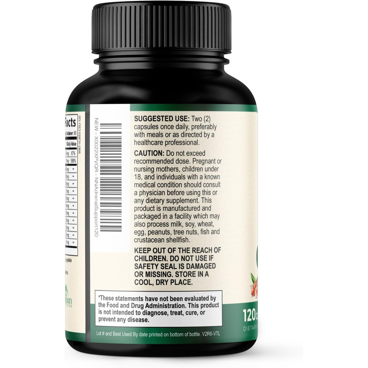 Nature'S Nutrition Adrenal Support Supplements Cortex Complex, Best Energy Supplement, Supports Health & Energy Levels, Daily Ashwagandha for Women & Men, Supports Immune System, 120 Capsules