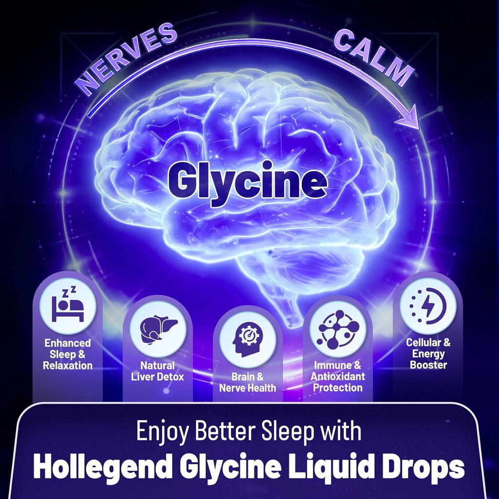 Liposomal Glycine Supplements for Sleep, 1.5/3G Glycine Liquid Drops with Magnesium, L-Theanine & L-Serine | plus NAC & L-Alanine for Liver & Cellular Health, Vegan, Blueberry, 2 Fl Oz
